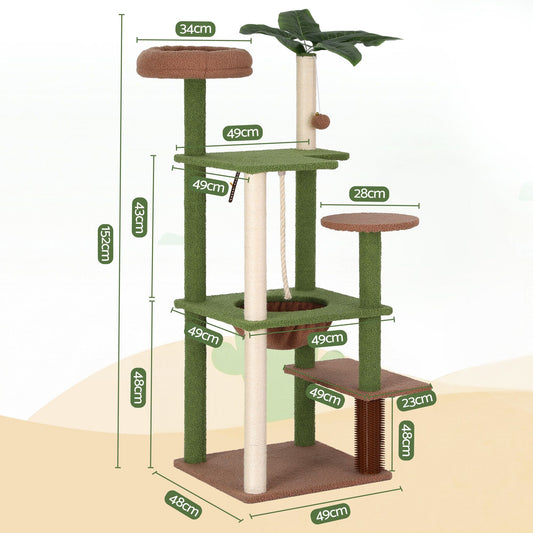 i.Pet 152cm Jungle Cat Tree Tower | Leafy Canopy
