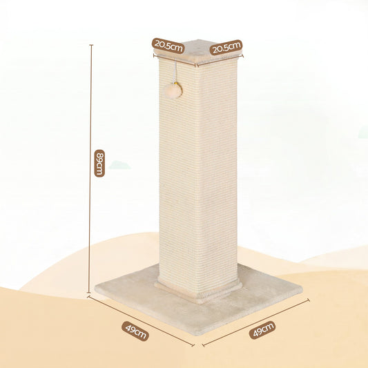 i.Pet 89cm Cat Tree Scratching Post Tower | Wood Condo Bed | Beige