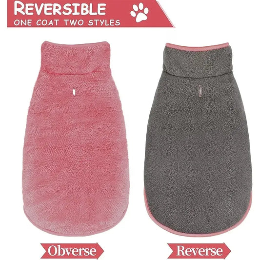 Double-sided fleece windproof and warm dog winter coat (pink/XXXL) Snow
