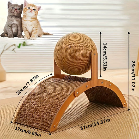 Ball Cat Scratching Post | Vertical Sisal with Integrated Cat Bed