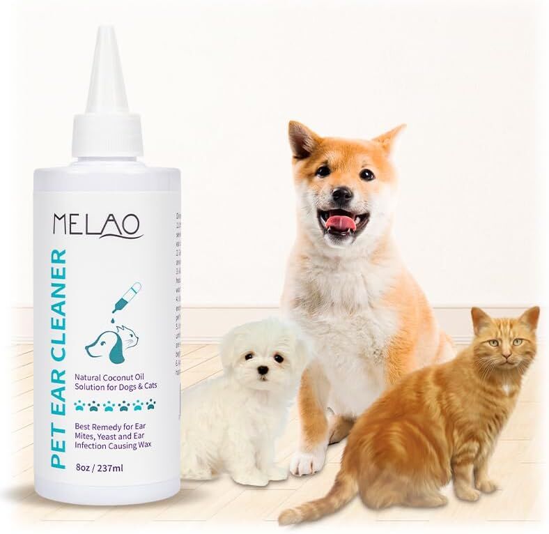 Ear Cleanser for Dogs & Cats | Deep Ear Wash Removes Wax Odour & Moisture | Long Nozzle