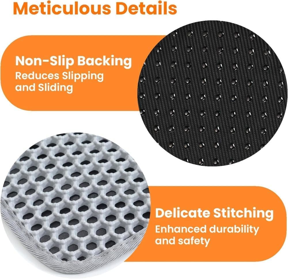 Gray Double EVA Cat Litter Mat | 45x60cm | Scatter Prevention | Easy Clean