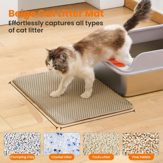 Beige Double EVA Cat Litter Mat | 45x60cm | Easy Clean