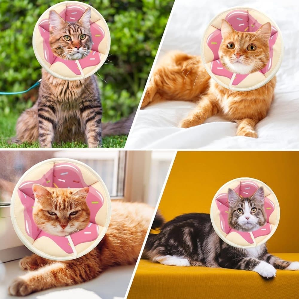 Pink Adjustable Protective Recovery Collar with Velcro | Cats & Dogs | Size M