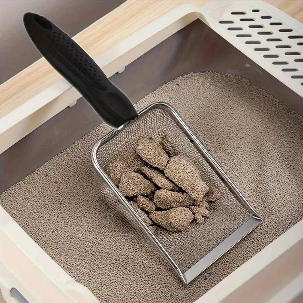 Ergonomic Stainless Steel Cat Litter Scoop | Easy-Clean Poop Scoop for Kittens