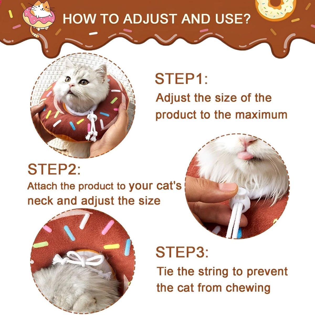 Brown Donut-Shape Protective Recovery Collar for Cats | Anti-Scratch Anti-Lick | Adjustable | Post-Surgery