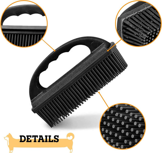 Black Pet Hair Remover for Fabric | Rubber Deshedding Brush