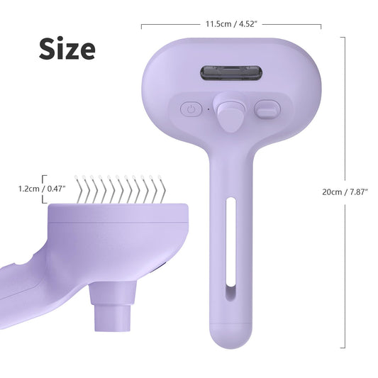 Purple 3-in-1 Self-Cleaning Pet Steam Brush | Anti-Static