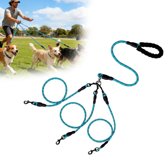 No-Tangle 3-Dog Bungee Leash | Heavy Duty | Reflective | Absorbing (3)