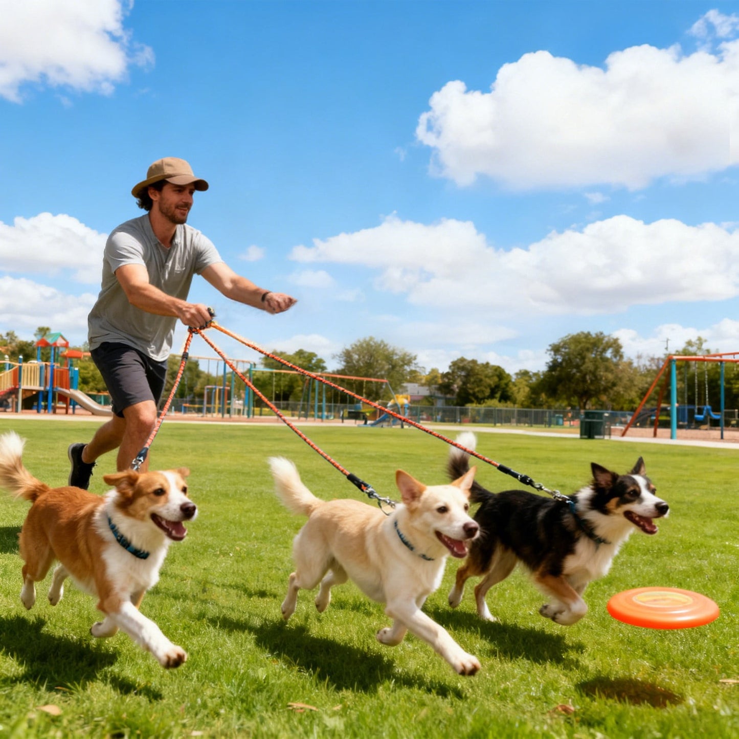 No-Tangle 3-Dog Bungee Leash | Heavy Duty | Reflective | Absorbing