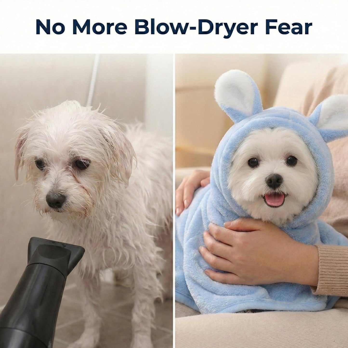 Puppy Bathrobe with Hood | Absorbent Fast-Drying Dog Robe Towel | XS Blue