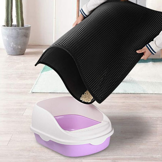 Double Layer Cat Litter Mat | Anti-Tracking | Black | 30 x 45 cm