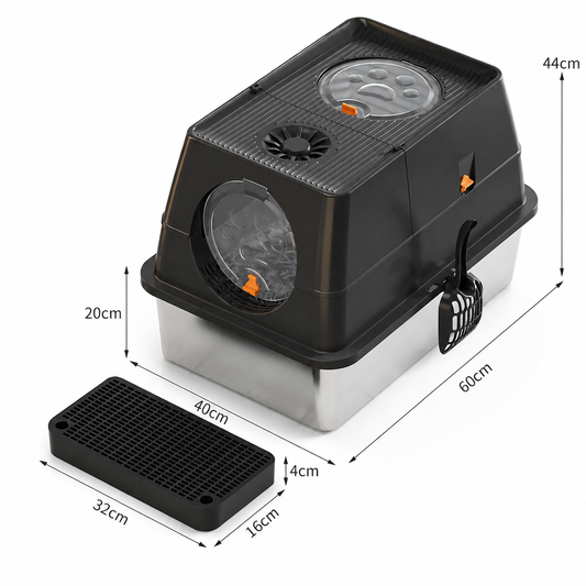 Extra Large Stainless Steel Cat Litter Box | Round Top