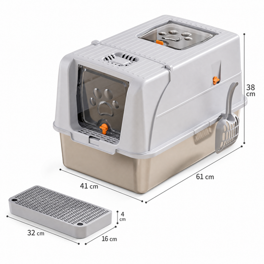Light Grey Large Stainless Steel Cat Litter Box