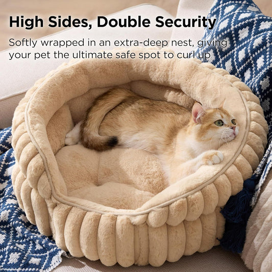 Cat Bed, Washable Round Cute Pet Beds for Indoor Cats