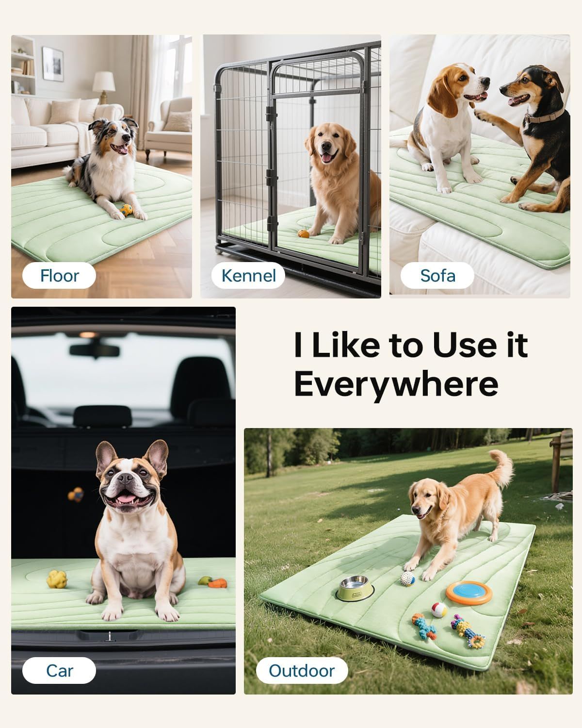 Cooling Mat for Cats, 36"x23" Self-Cooling Dog Bed with Arc-Chill Technology 3.0(QMAX>0.5), Non-Slip Washable Pet Cooling Pad for Small & Medium Dogs, Indoor Outdoor Floor Mat - Green