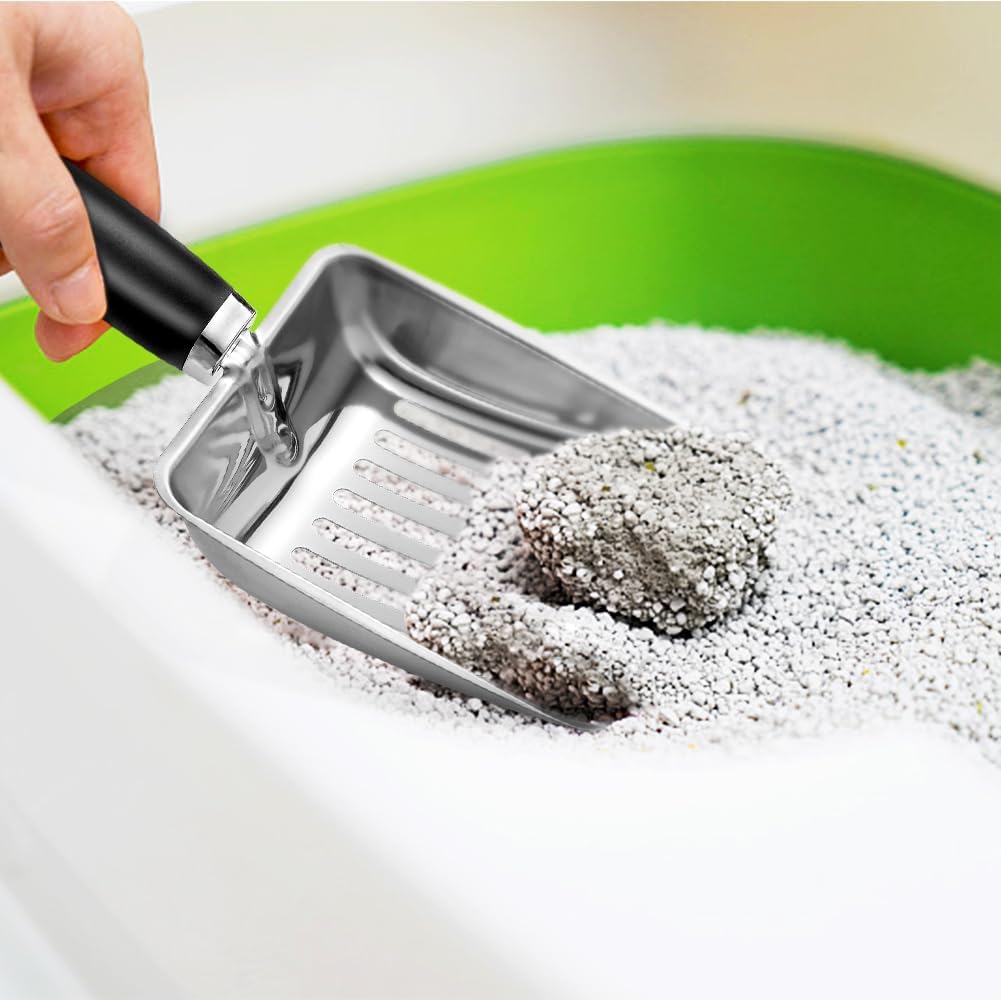 Stainless Steel Cat Litter Scoop | Heavy Duty Metal Sieve | Anti-Stick Coating
