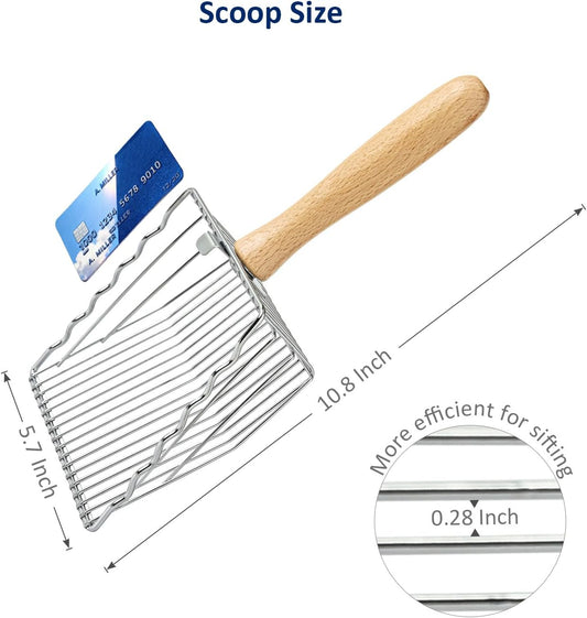 Premium Metal Cat Litter Scoop | 5X Speed Sifter | Silver