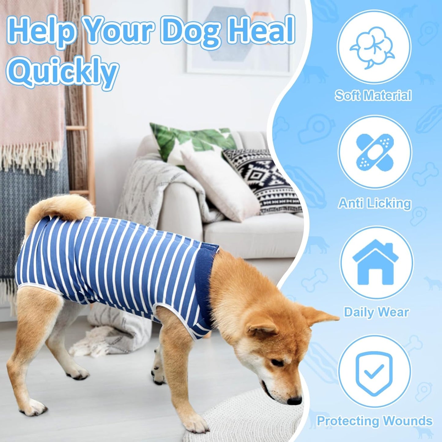 Dog Surgery Recovery Suit | Breathable Abdominal Wound Wear | E-Collar Alternative | S/M