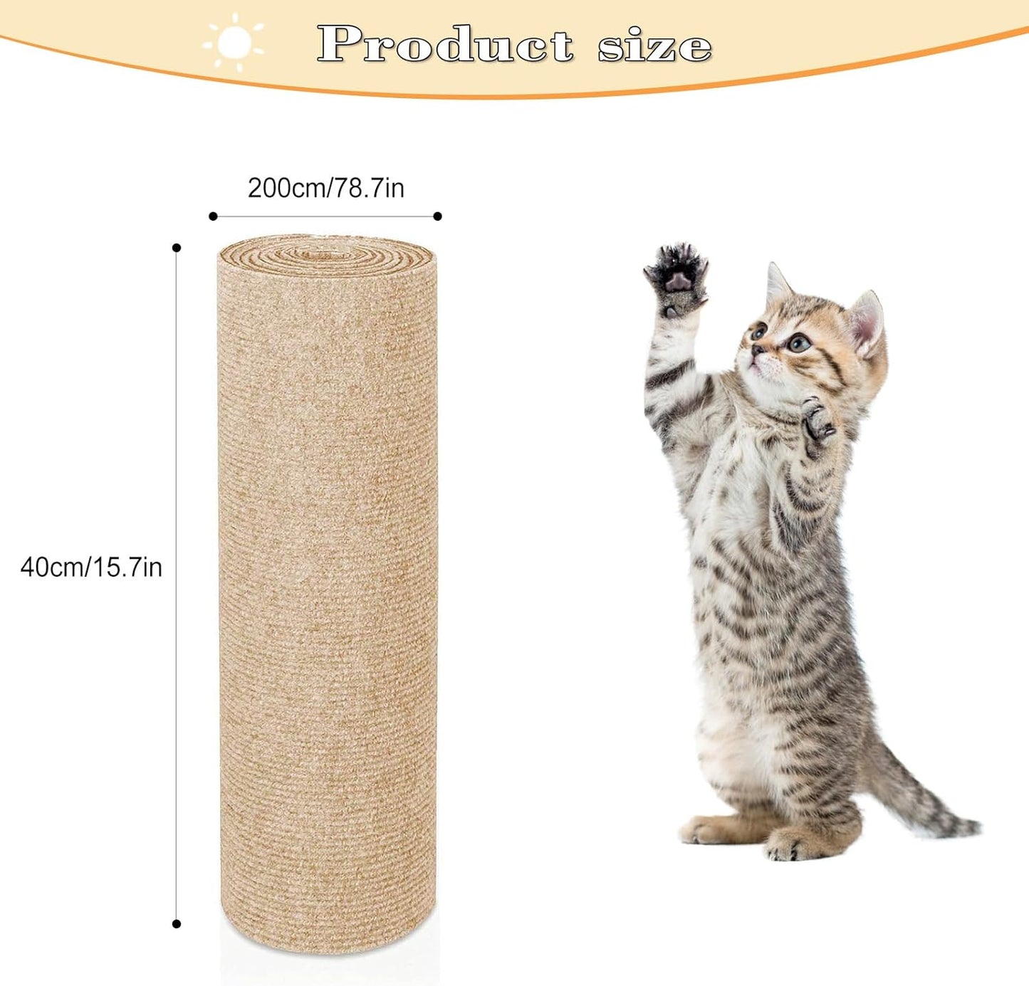 Cat Scratching Carpet | Self-Adhesive Wall Mat | 15.8x78.7 Inch Furniture Protector