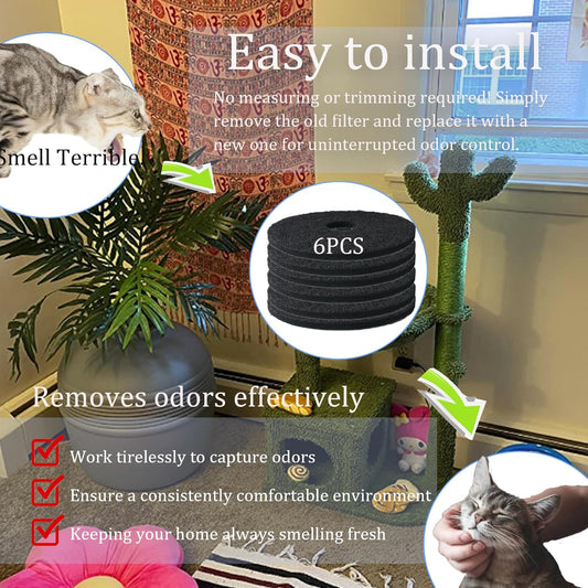 Cat Litter Box Carbon Charcoal Filters 6-Pack | Odour Control