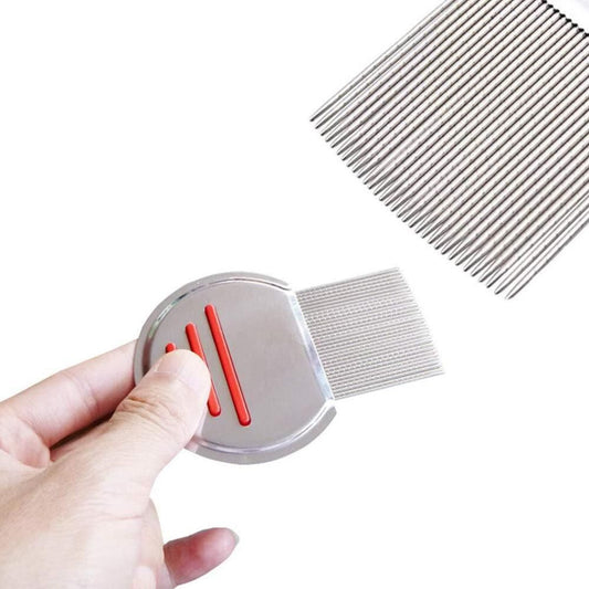 Stainless Steel Pet Flea Comb Fine Tooth Grooming Tool Red