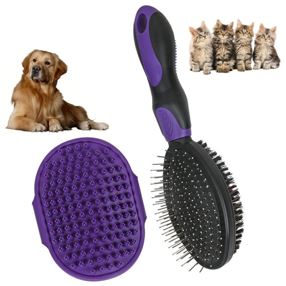 2PCS Pet Grooming Brushes Deshedding Bath Brush for Dogs Cats & Horses
