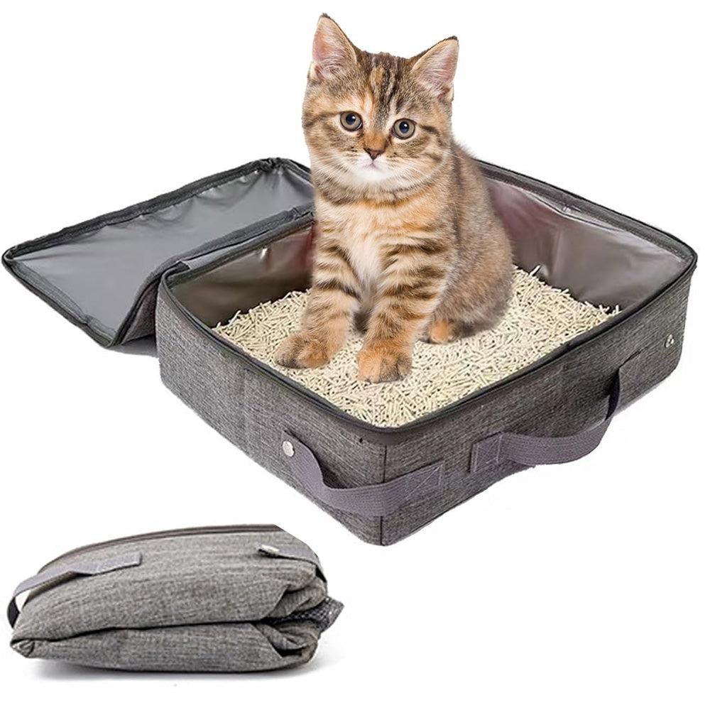 Portable Foldable Cat Travel Litter Box | Waterproof & Easy Clean | Black