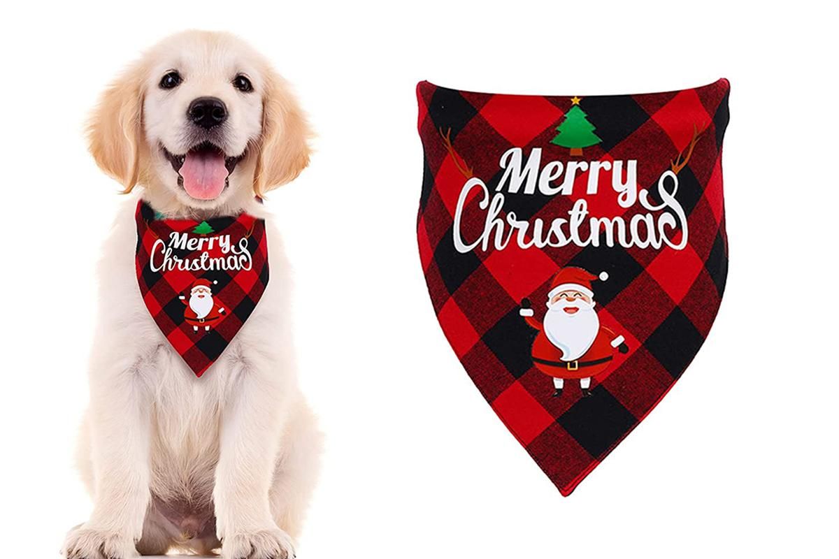 Christmas Pet Triangle Scarf Dog Bandana Pet Wearable Accessories Red | Merry