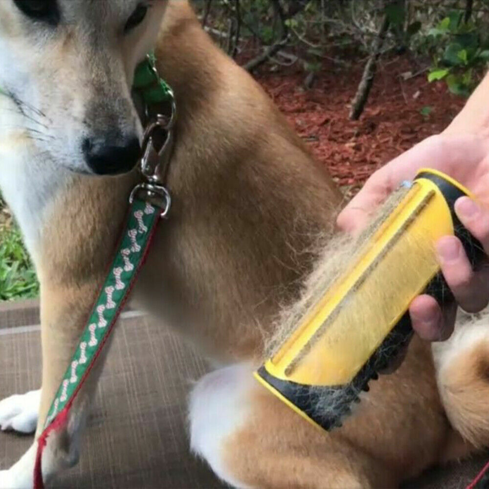 Yellow Pet Deshedding Roll Comb | Self-Cleaning | Removes Loose Fur | Cats & Dogs