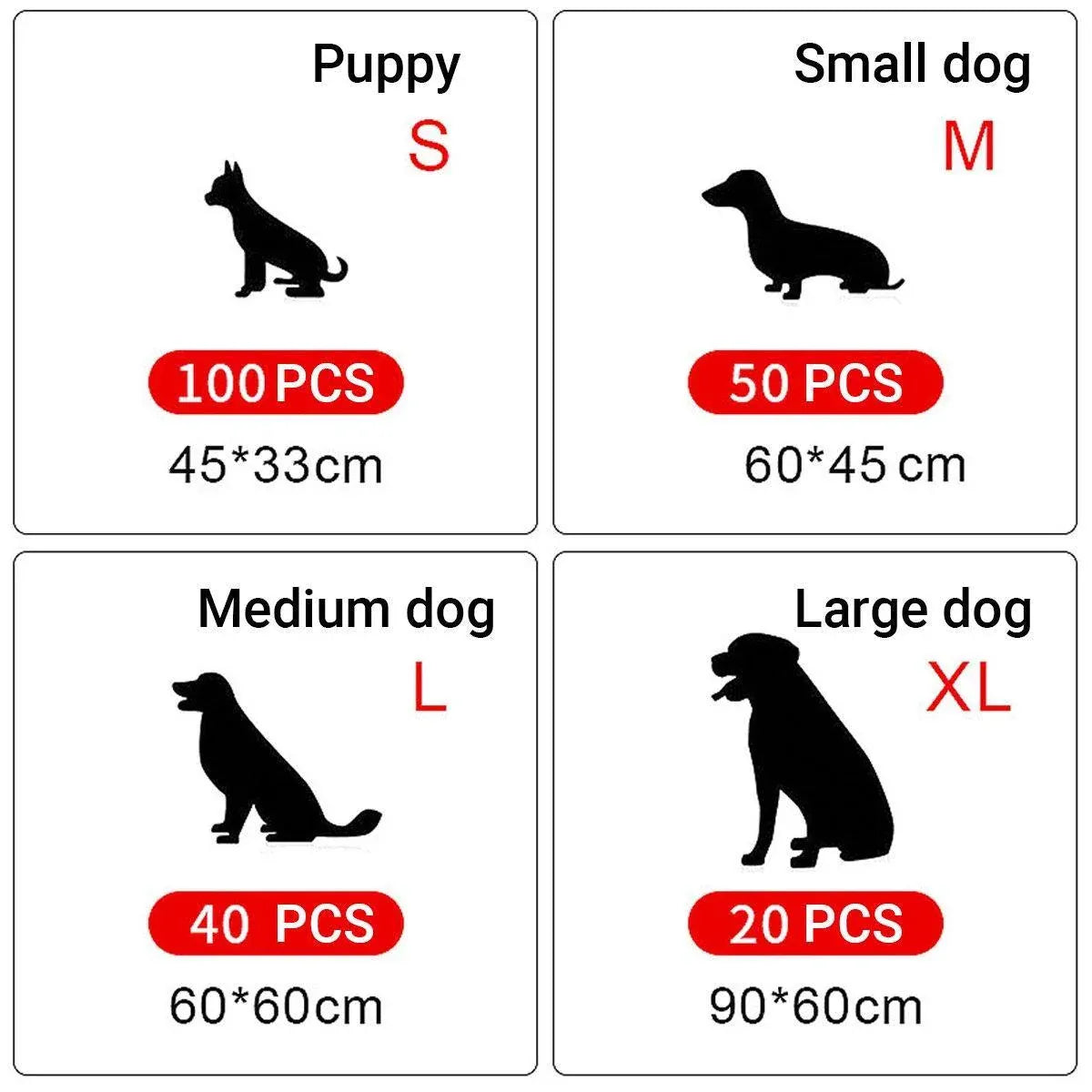 Dog Puppy Training Pads | Thickened Absorbent Pee Pads | Medium 60x45cm | 50 Pack
