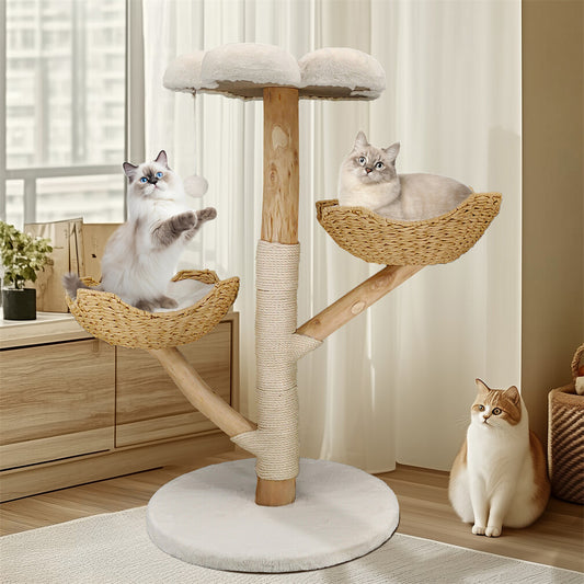 Solid Wood Cat Tree | Multi-Level | Scratching Posts & Perches