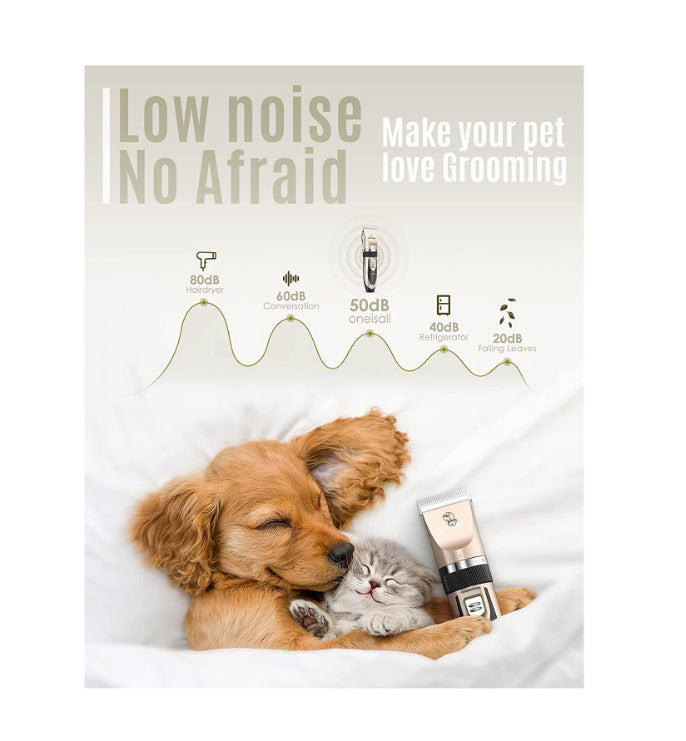 Silent Pet Hair Clipper | Electric Low-Noise Grooming Clippers | Dog & Cat