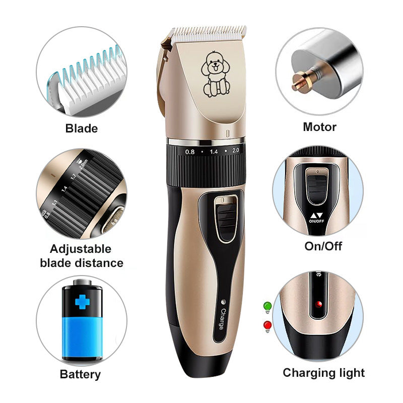 White Professional Pet Grooming Clipper Kit | 5-Speed