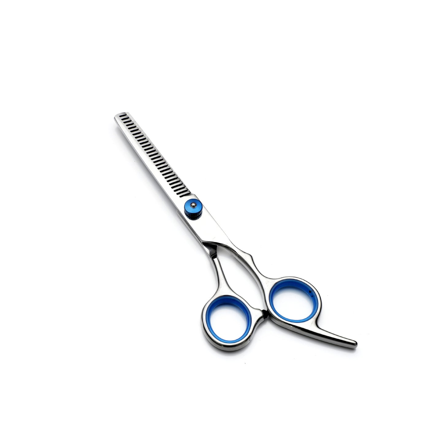 Blue & Silver 5-Piece Pet Grooming Scissors Kit | Stainless Steel Straight, Curved & Thinning Shears | 6 Inch