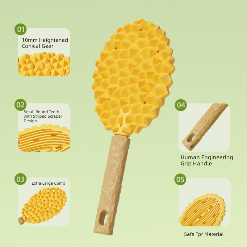 Green Durian Pet Massage Comb 2-Pack | Dual-Sided TPR | Deshedding & Skin Massage | Cats