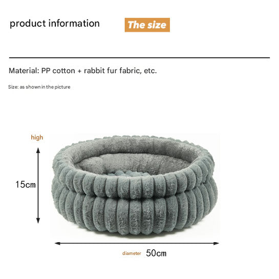 Plush Round Pet Bed with Removable Cushion | Medium | Cut-Out Design | White
