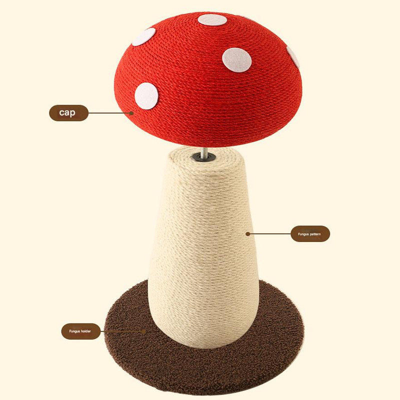 Red Mushroom Cat Tree with Sisal Scratching Post | Large Vertical Climber | 500x350mm