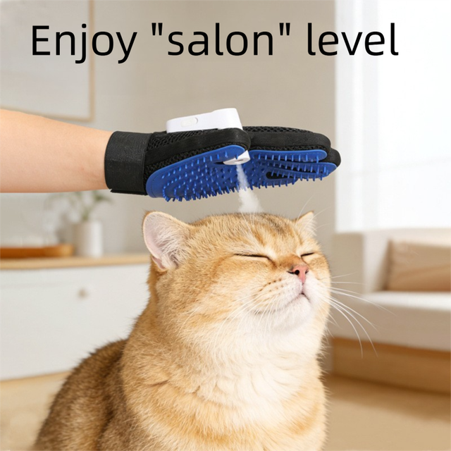 2-Pack Pet Grooming Spray Glove | Pink & Black USB Mister | Deshedding & Massage | Dog & Cat