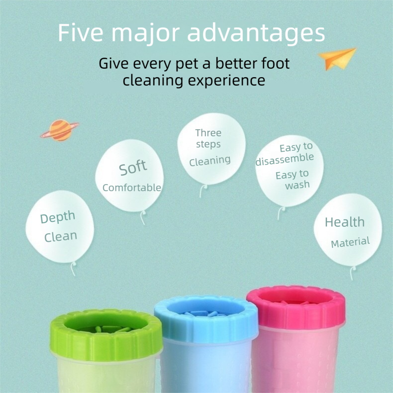 Pink Portable Pet Paw Cleaner Cup | Silicone Bristles | Muddy Paw Washer | Dogs & Cats
