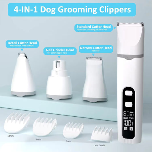Pet Hair Clipper and Nail Grinder Kit Electric Dog Cat Grooming Trimmer