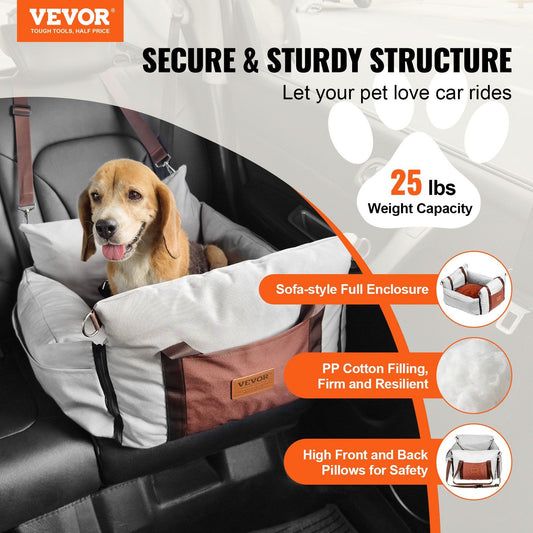 Dog Car Seat Booster with Safety Leash | Grey (2)