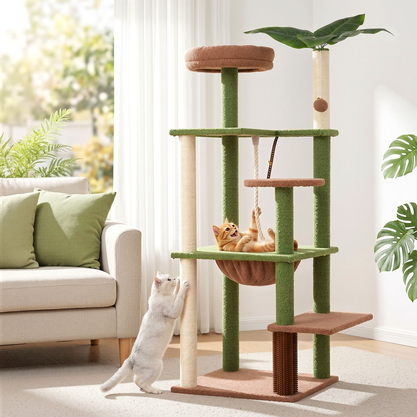 i.Pet 152cm Jungle Cat Tree Tower | Multi-Level Scratching Post | Leafy Canopy