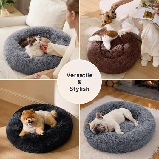 Calming Donut Cat Bed - Fluffy Plush Round Pet Bed | Version