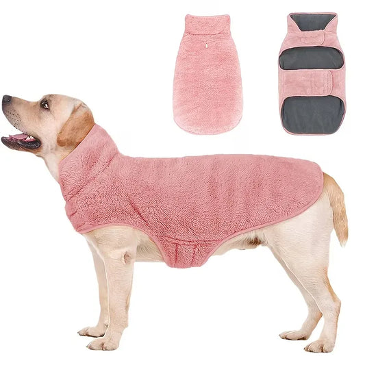 Double-sided fleece windproof and warm dog winter coat (pink/XXXL) Snow