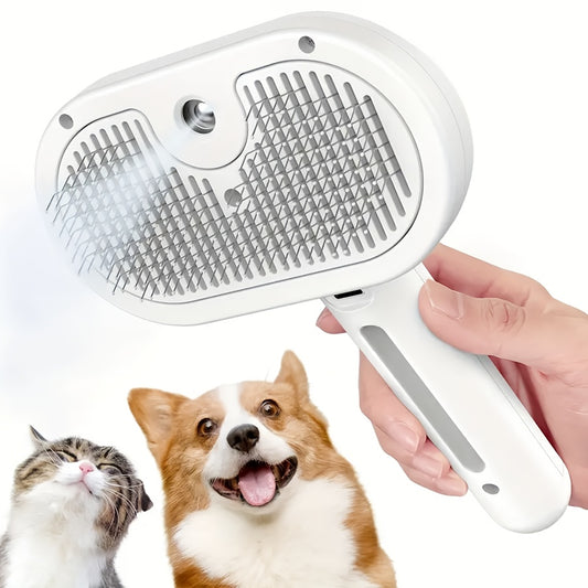 3-in-1 Auto-Cleaning Steam Pet Brush | Anti-Static | Long & Short Hair | Dog & Cat