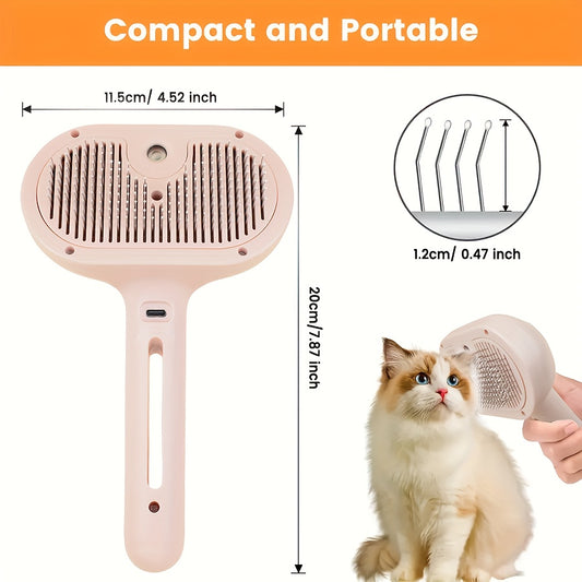 3-in-1 Auto-Cleaning Steam Pet Brush | Anti-Static | Dog & Cat