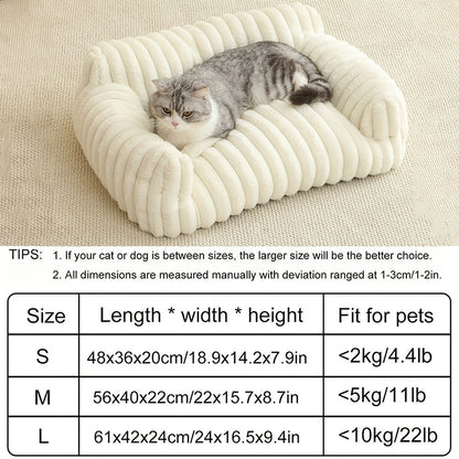 Puffy Cat Bed Sofa | Soft Velvet Plush | Standard Small