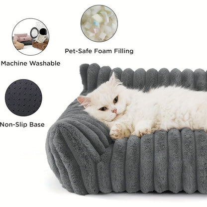 Puffy Cat Bed Sofa | Soft Velvet Plush | Standard Small