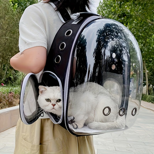 Space Capsule Pet Backpack | Transparent Breathable Travel Carrier for Cats and Small Dogs